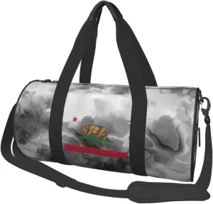 California Republic Flag Convertible Garment Bag with Shoulder Strap, Carry on Garment Duffel Bag for Men Women - Rolling Foldable for Travel Luggage Bags (Black)