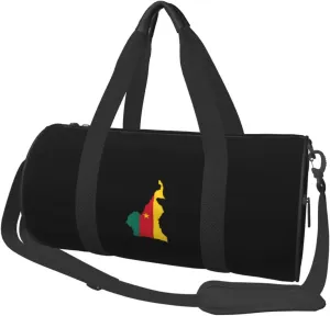 Cameroon Flag Map Convertible Garment Bag with Shoulder Strap, Carry on Garment Duffel Bag for Men Women - Rolling Foldable for Travel Luggage Bags (Black)