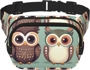 Cartoon Owls Cute print Womens Fanny Pack Everyday Hip Pouch Waist Bag for Travel Outdoor Running Hunting for Adult