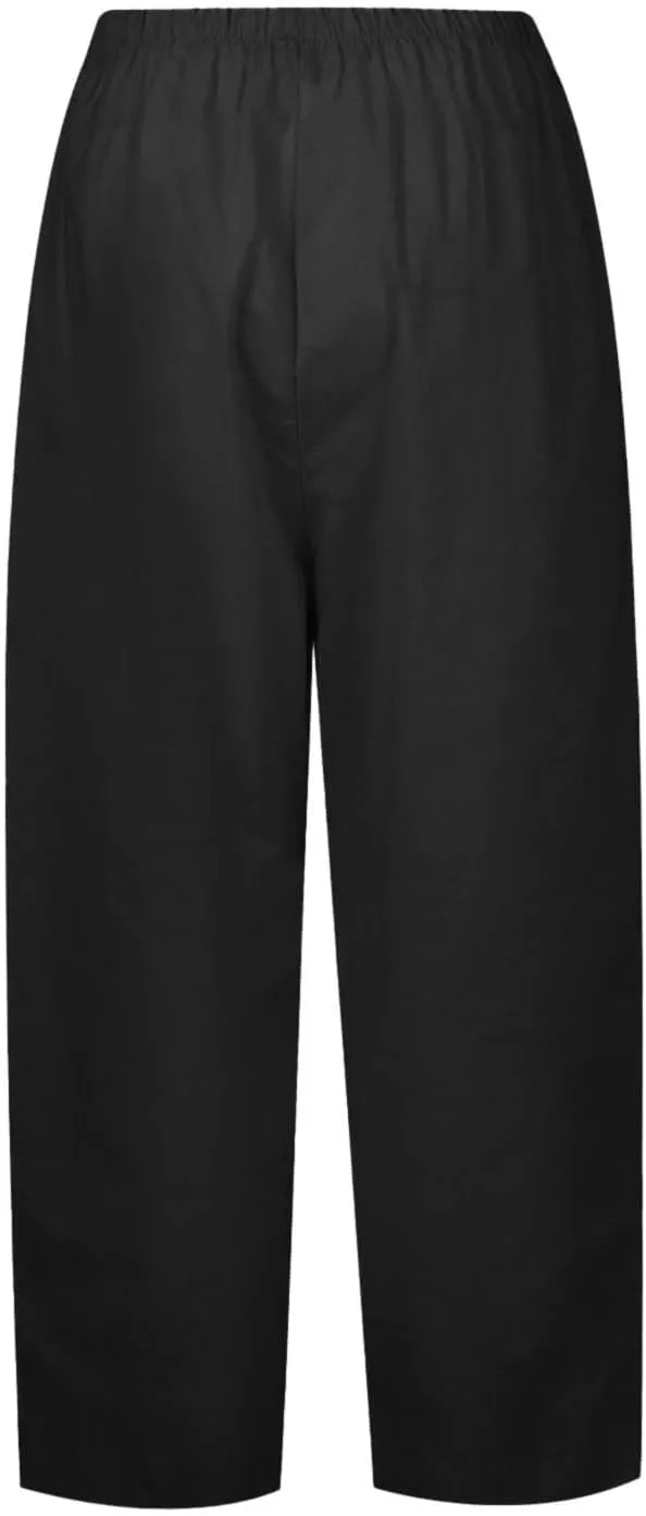 Casual Linen Trousers for Women Solid Color Straight Leg Elastic Waist Loose Comfy Travel Pants Autumn Outdoor Slacks