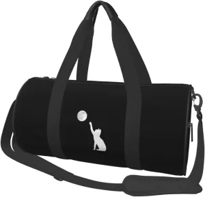 Cat and Moon Convertible Garment Bag with Shoulder Strap, Carry on Garment Duffel Bag for Men Women - Rolling Foldable for Travel Luggage Bags (Black)