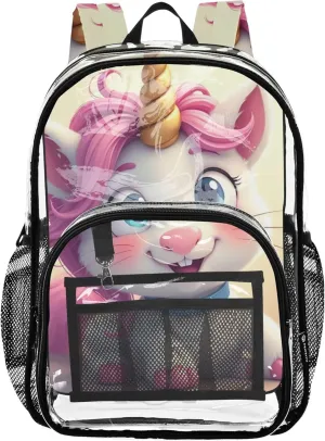 Clear Backpack for Women Kids Backpack Boys Girls Large Plastic Approved Bag Unicorn Cute Floral