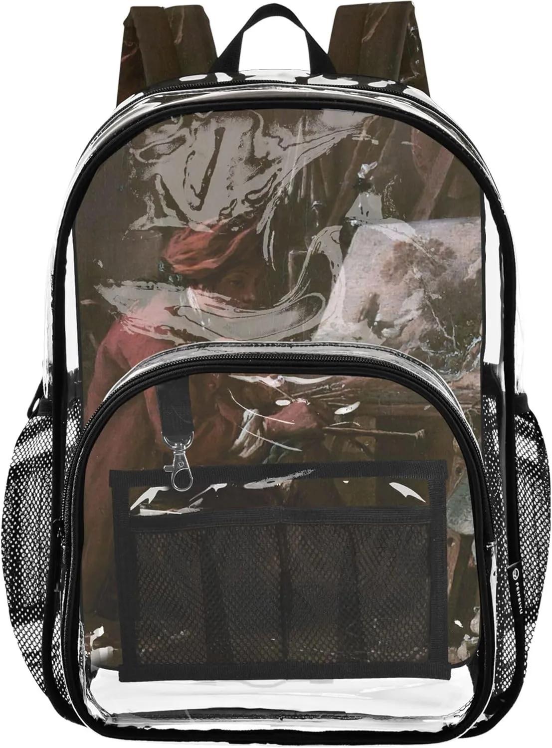 Clear Backpack Women Cute Girls Backpack for Kids Plastic See through Bookbag Francois Boucher Painter Portrait Print