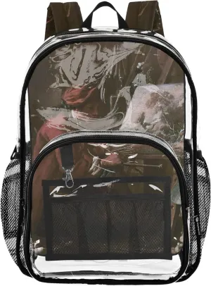 Clear Backpack Women Cute Girls Backpack for Kids Plastic See through Bookbag Francois Boucher Painter Portrait Print