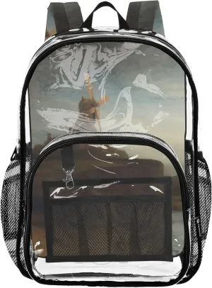Clear Bag for Women Travel Rembrandt Mill Prints Girls Backpack Kids Boys Large Plastic Approved Bag