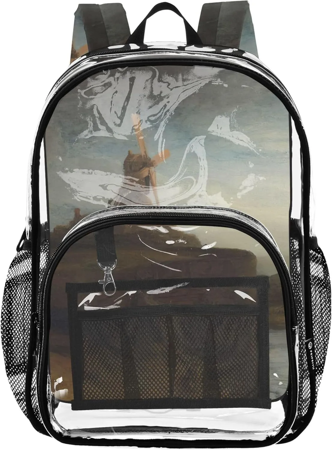 Clear Bag for Women Travel Rembrandt Mill Prints Girls Backpack Kids Boys Large Plastic Approved Bag
