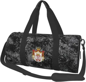 Coat of Arms Serbian Convertible Garment Bag with Shoulder Strap, Carry on Garment Duffel Bag for Men Women - Rolling Foldable for Travel Luggage Bags (Black)