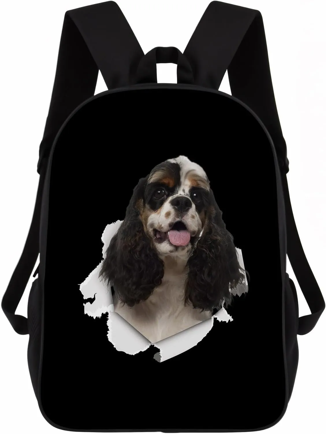 Cocker Backpack Daypack Lovely Dog Print Bookbag Laptop Bag For Work Travel Hiking 17 Inch Black Lightweight Style 1