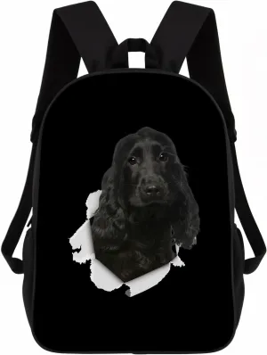 Cocker Backpack Daypack Lovely Dog Print Bookbag Laptop Bag For Work Travel Hiking 17 Inch Black Lightweight Style 2