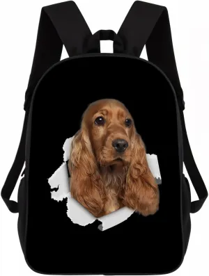 Cocker Backpack Daypack Lovely Dog Print Bookbag Laptop Bag For Work Travel Hiking 17 Inch Black Lightweight Style 3