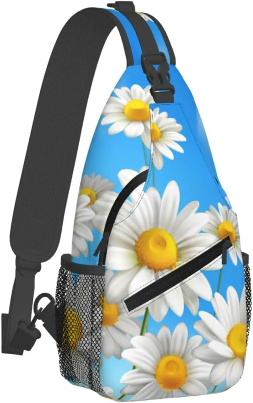 Crossbody Sling Bag for Men Women, Sunflower Blue Sky Sling Backpack Shoulder Chest Bag, Anti Theft Travel Hiking Daypacks