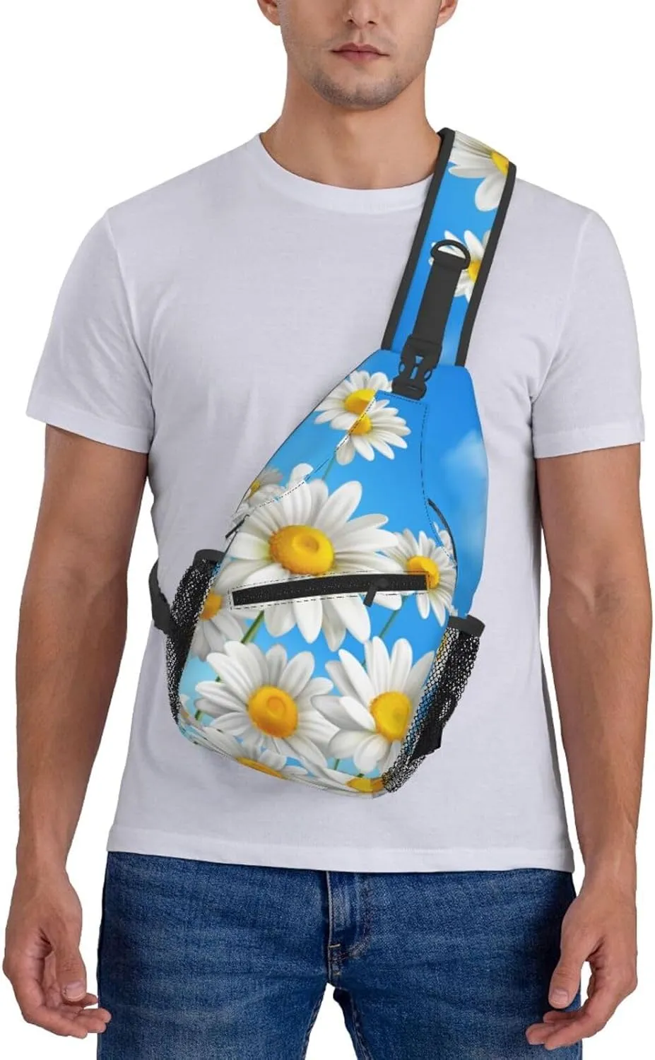 Crossbody Sling Bag for Men Women, Sunflower Blue Sky Sling Backpack Shoulder Chest Bag, Anti Theft Travel Hiking Daypacks