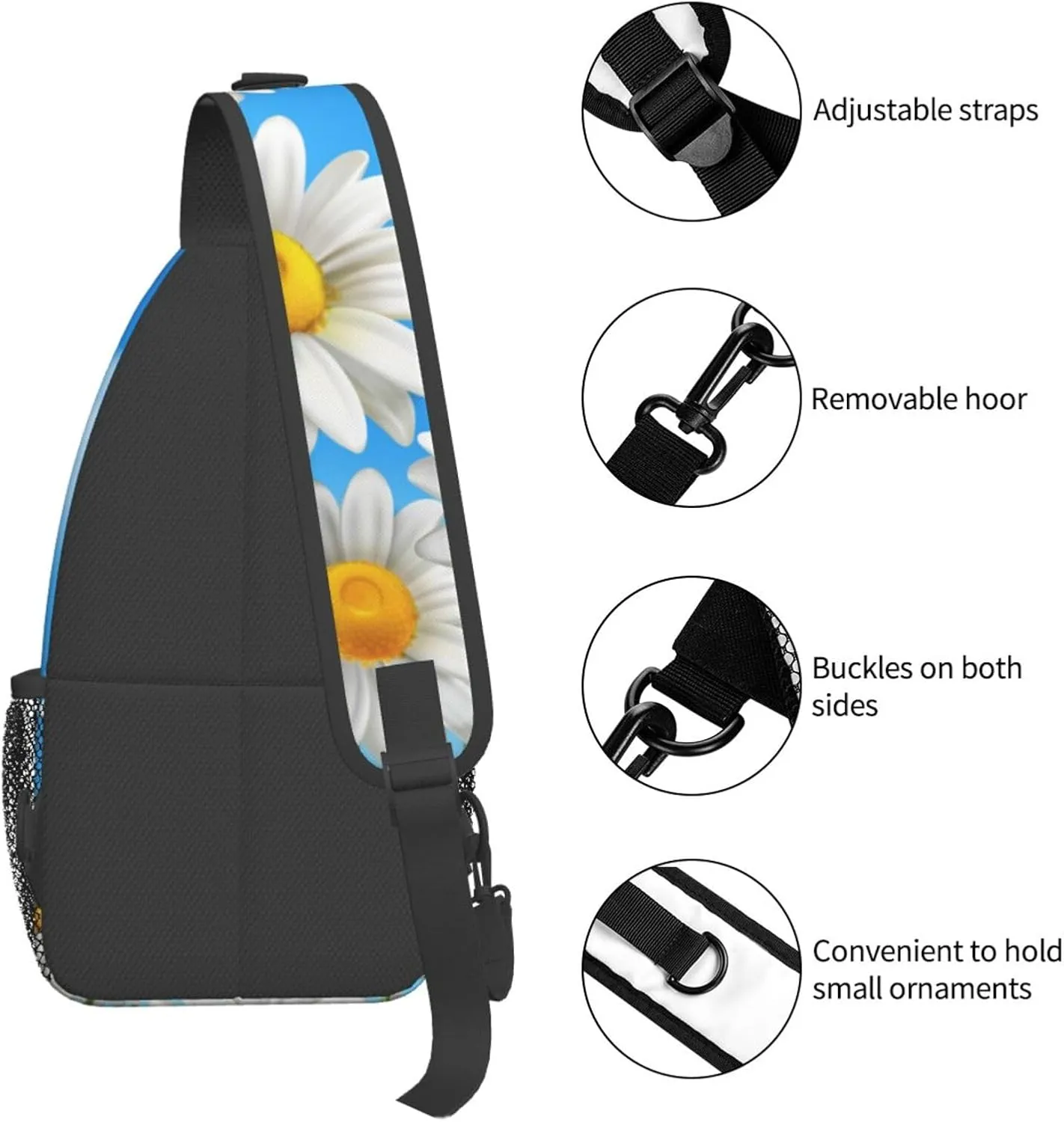Crossbody Sling Bag for Men Women, Sunflower Blue Sky Sling Backpack Shoulder Chest Bag, Anti Theft Travel Hiking Daypacks