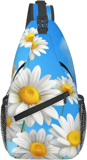 Crossbody Sling Bag for Men Women, Sunflower Blue Sky Sling Backpack Shoulder Chest Bag, Anti Theft Travel Hiking Daypacks