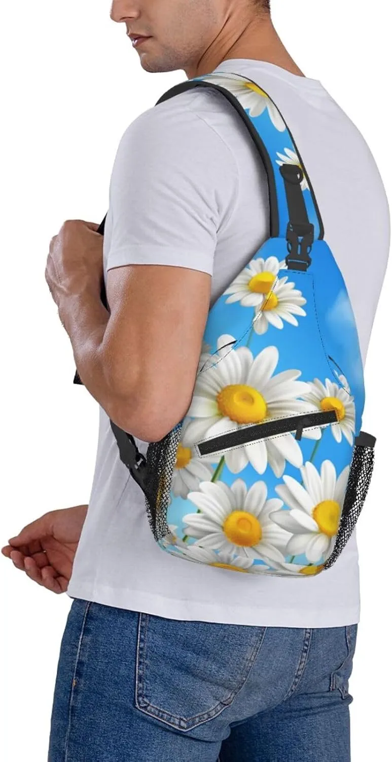 Crossbody Sling Bag for Men Women, Sunflower Blue Sky Sling Backpack Shoulder Chest Bag, Anti Theft Travel Hiking Daypacks