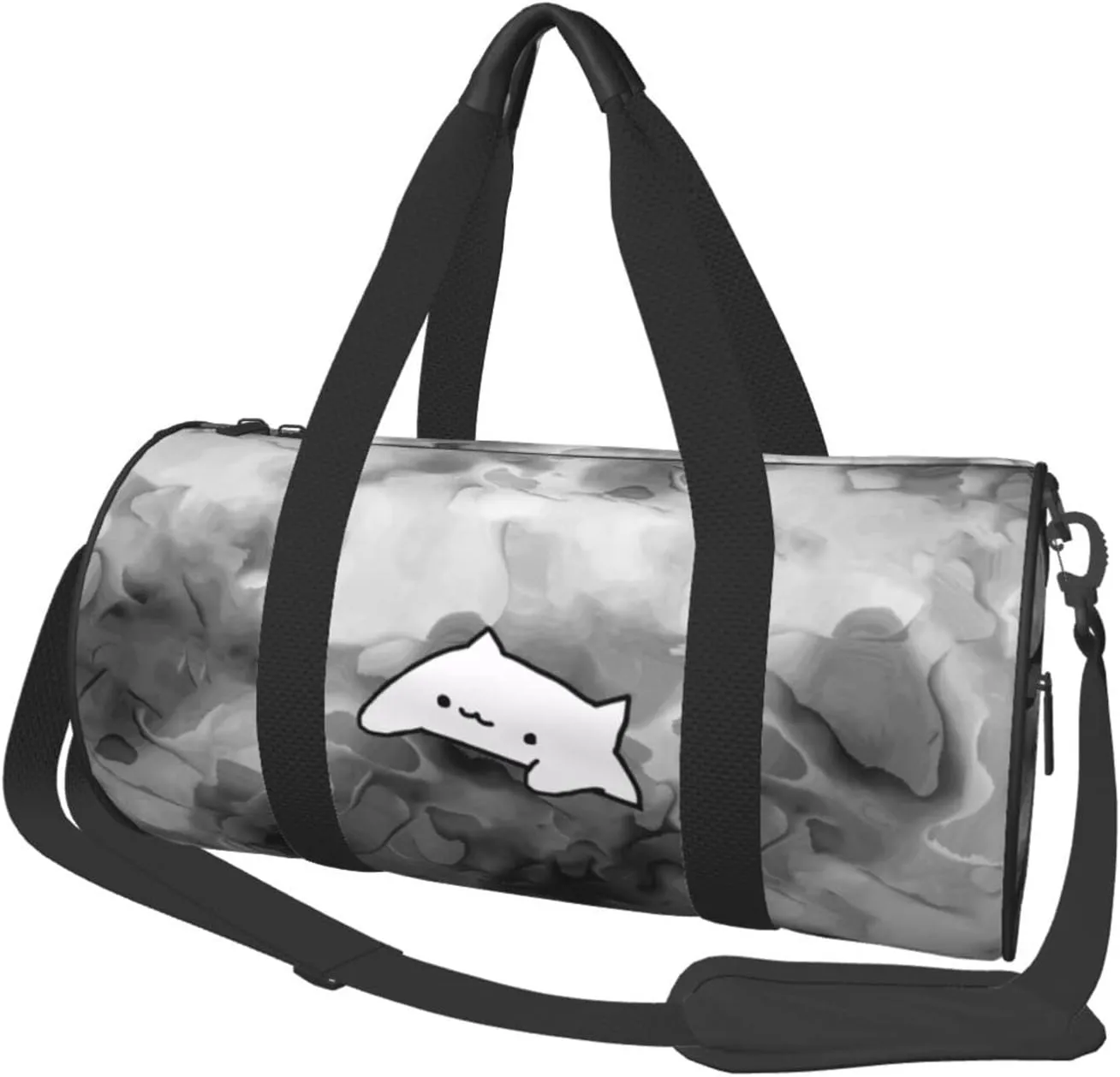 Cute Bongo Cat Convertible Garment Bag with Shoulder Strap, Carry on Garment Duffel Bag for Men Women - Rolling Foldable for Travel Luggage Bags (Black)