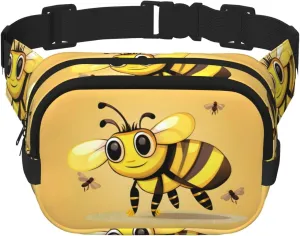 Cute Cartoon Bee print Womens Fanny Pack Everyday Hip Pouch Waist Bag for Travel Outdoor Running Hunting for Adult