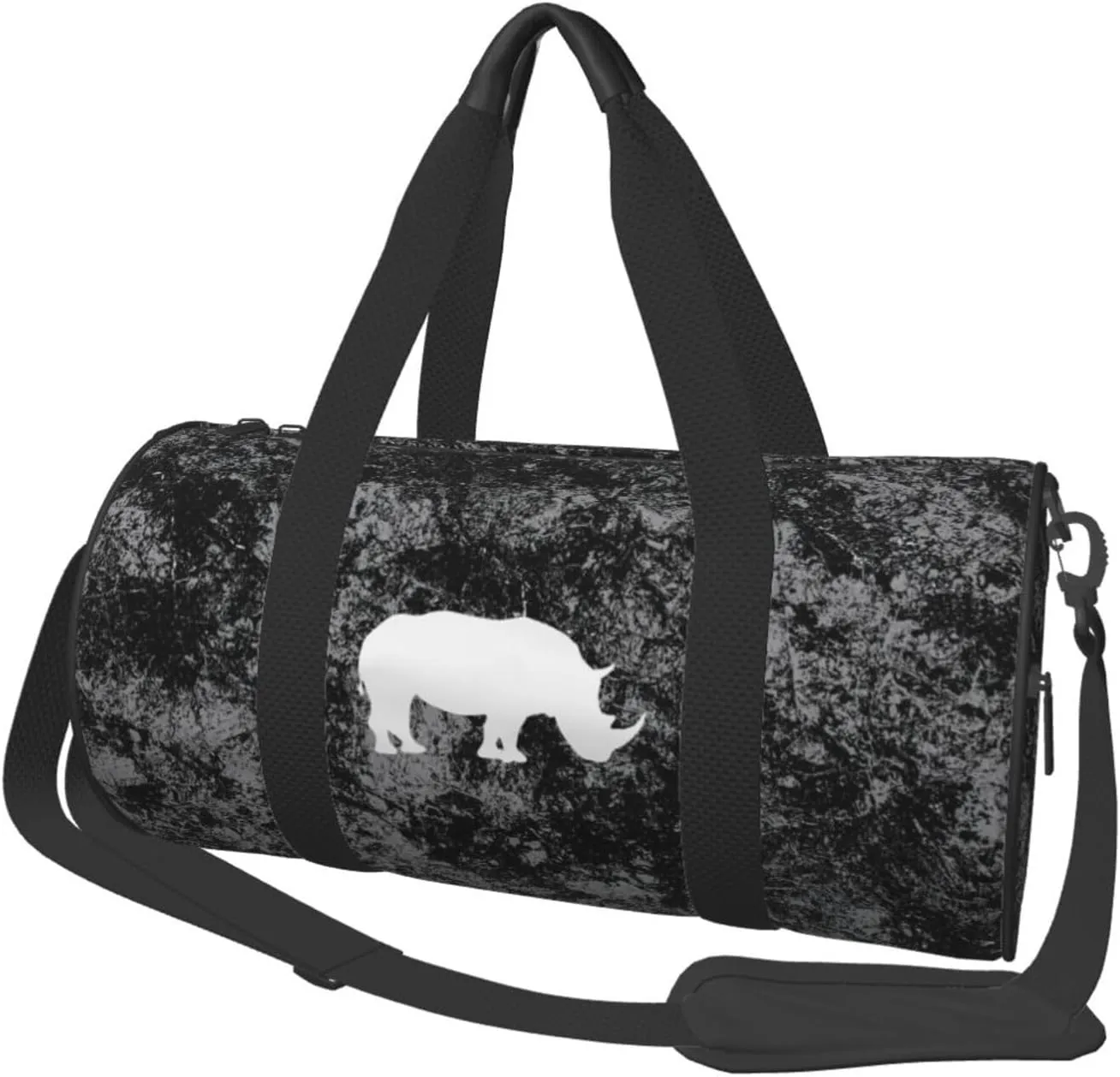 Cute Rhino Convertible Garment Bag with Shoulder Strap, Carry on Garment Duffel Bag for Men Women - Rolling Foldable for Travel Luggage Bags (Black)