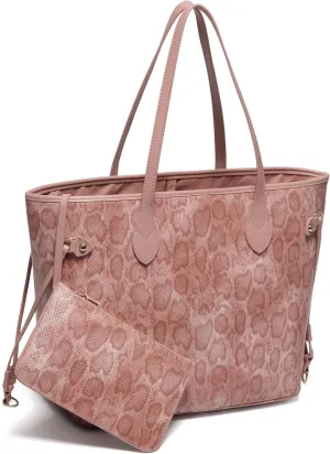 Daisy Rose Tote Shoulder Travel Bag & Matching Clutch PU Vegan Leather