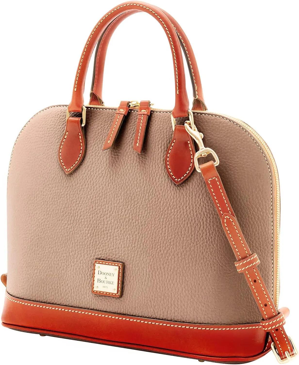 Dooney & Bourke Women's Zip Zip Satchel in Pebble Grain Leather, Large Handbag with Adjustable & Detachable Shoulder Strap