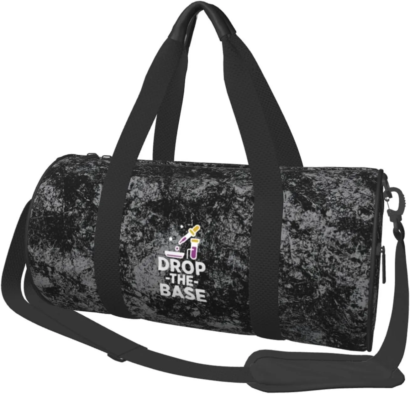 Drop The Base Chemistry Convertible Garment Bag with Shoulder Strap, Carry on Garment Duffel Bag for Men Women - Rolling Foldable for Travel Luggage Bags (Black)