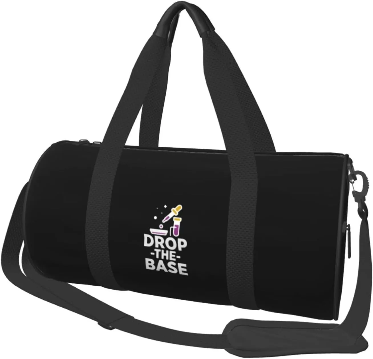 Drop The Base Chemistry Convertible Garment Bag with Shoulder Strap, Carry on Garment Duffel Bag for Men Women - Rolling Foldable for Travel Luggage Bags (Black)