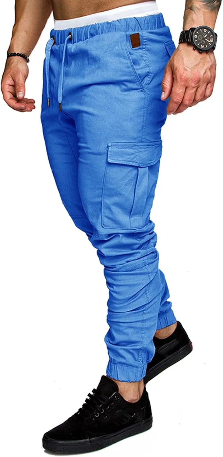Dudubaby Plus Size Dress Pants for Mens Work Pants Casual Multi Pocket Trousers Sports Drawstring Trousers