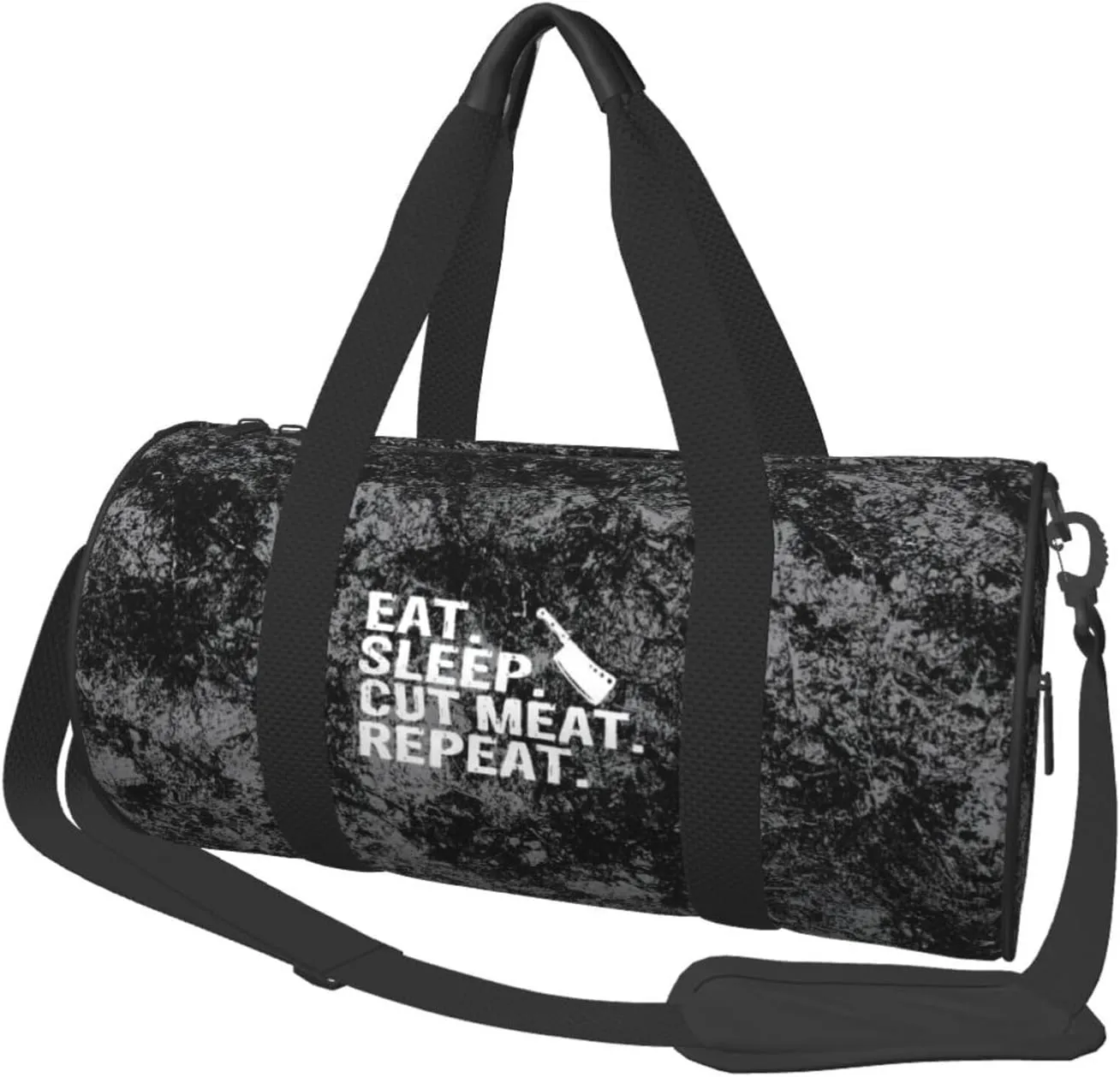 Eat Sleep Cut Meat Repeat Convertible Garment Bag with Shoulder Strap, Carry on Garment Duffel Bag for Men Women - Rolling Foldable for Travel Luggage Bags (Black)