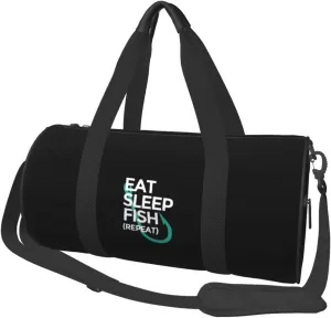 Eat Sleep Fish Repeat Convertible Garment Bag with Shoulder Strap, Carry on Garment Duffel Bag for Men Women - Rolling Foldable for Travel Luggage Bags (Black)