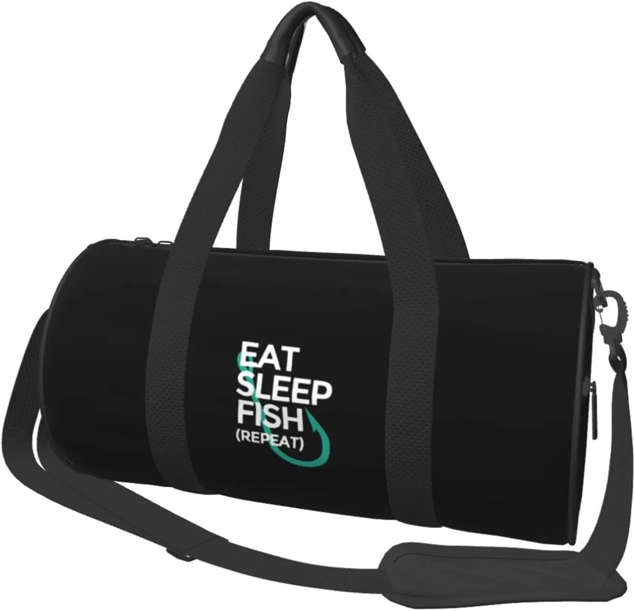 Eat Sleep Fish Repeat Convertible Garment Bag with Shoulder Strap, Carry on Garment Duffel Bag for Men Women - Rolling Foldable for Travel Luggage Bags (Black)