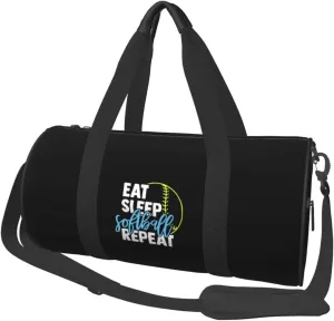 Eat Sleep Softball Convertible Garment Bag with Shoulder Strap, Carry on Garment Duffel Bag for Men Women - Rolling Foldable for Travel Luggage Bags (Black)