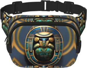 Egyptian Scarab print Womens Fanny Pack Everyday Hip Pouch Waist Bag for Travel Outdoor Running Hunting for Adult