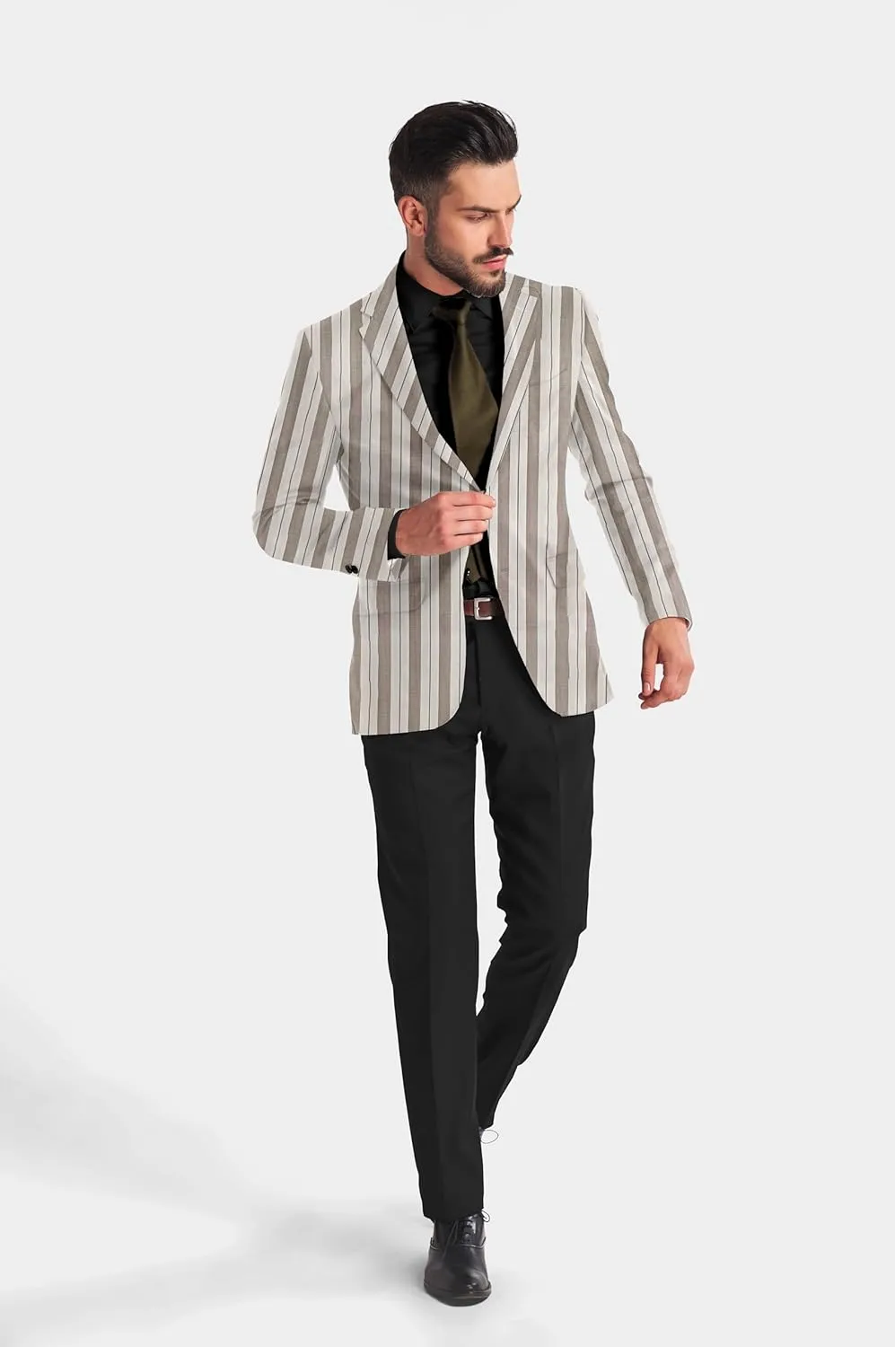 Elina fashion Men's Terry Rayon Spread Collar Jacket Suit Blazer for Christmas Party