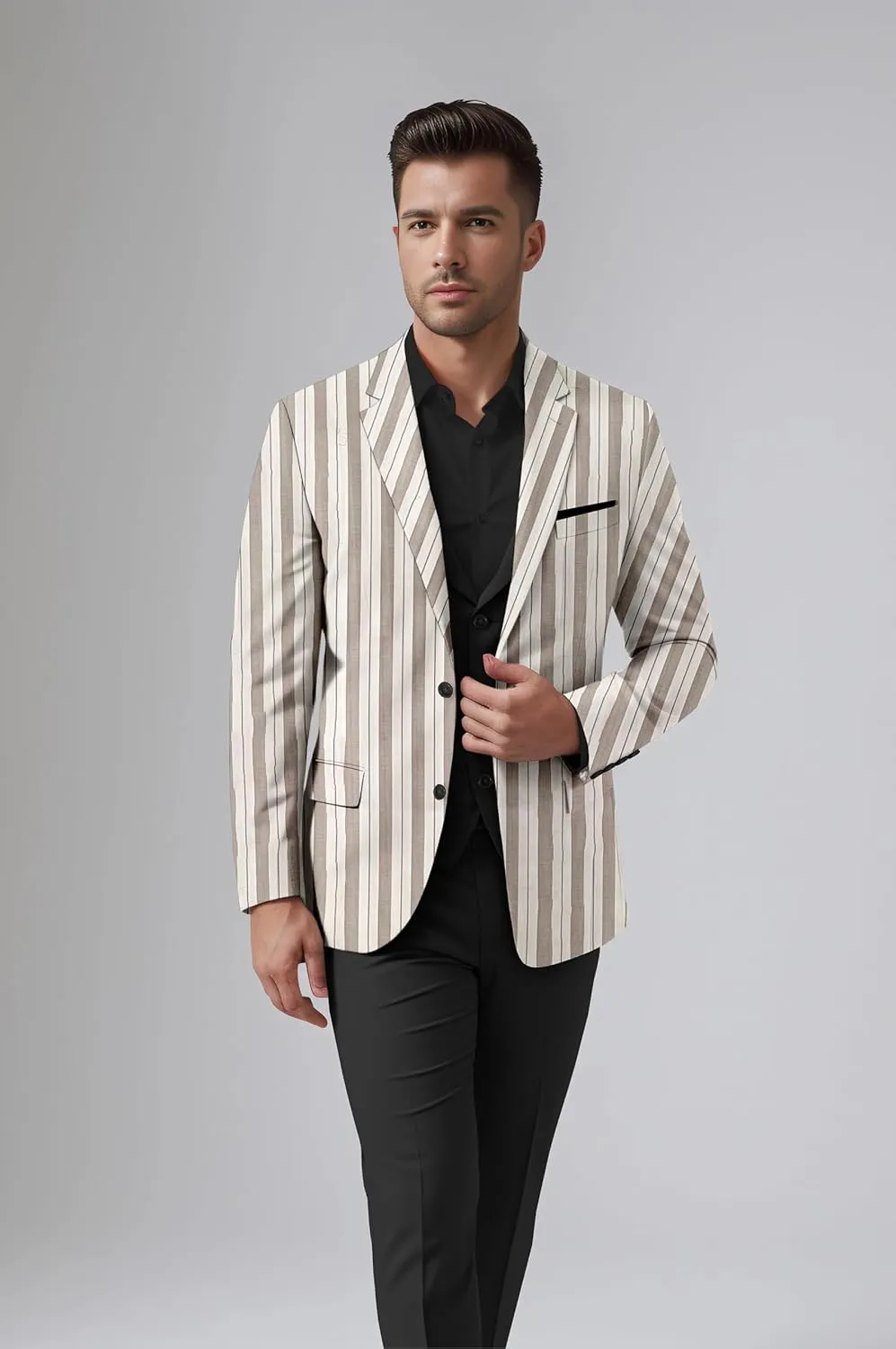 Elina fashion Men's Terry Rayon Spread Collar Jacket Suit Blazer for Christmas Party
