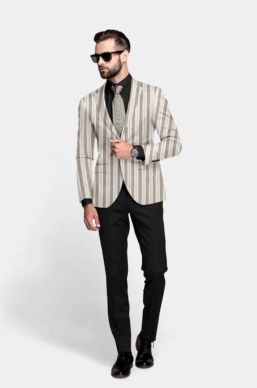 Elina fashion Men's Terry Rayon Spread Collar Jacket Suit Blazer for Christmas Party