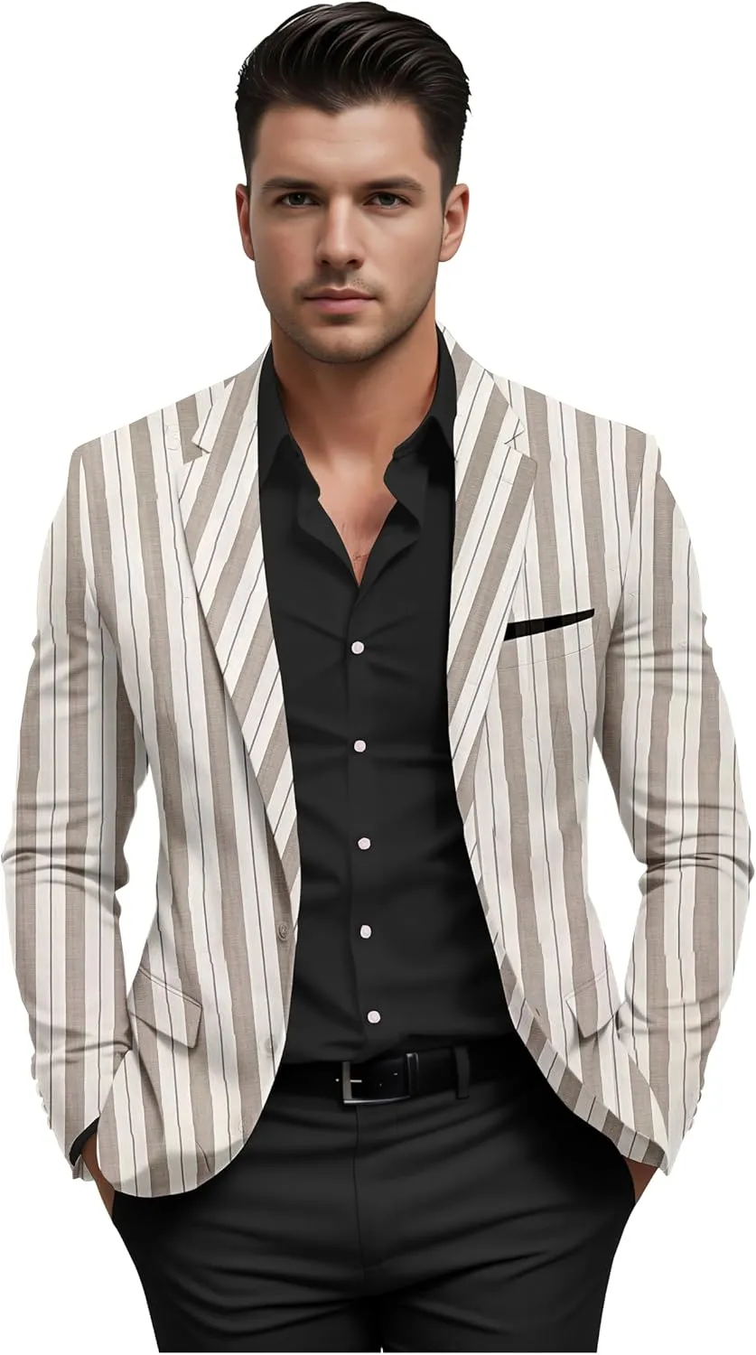 Elina fashion Men's Terry Rayon Spread Collar Jacket Suit Blazer for Christmas Party