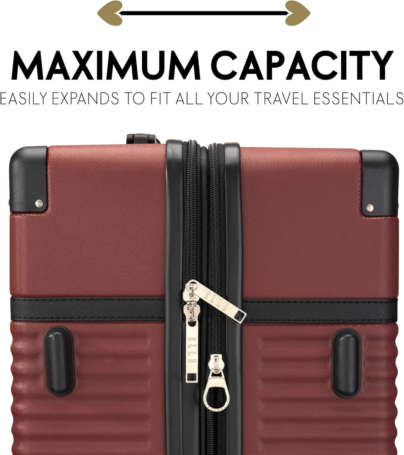 Elle Belleville 3 Piece Expandable Retro Spinner Luggage Set | Burgundy