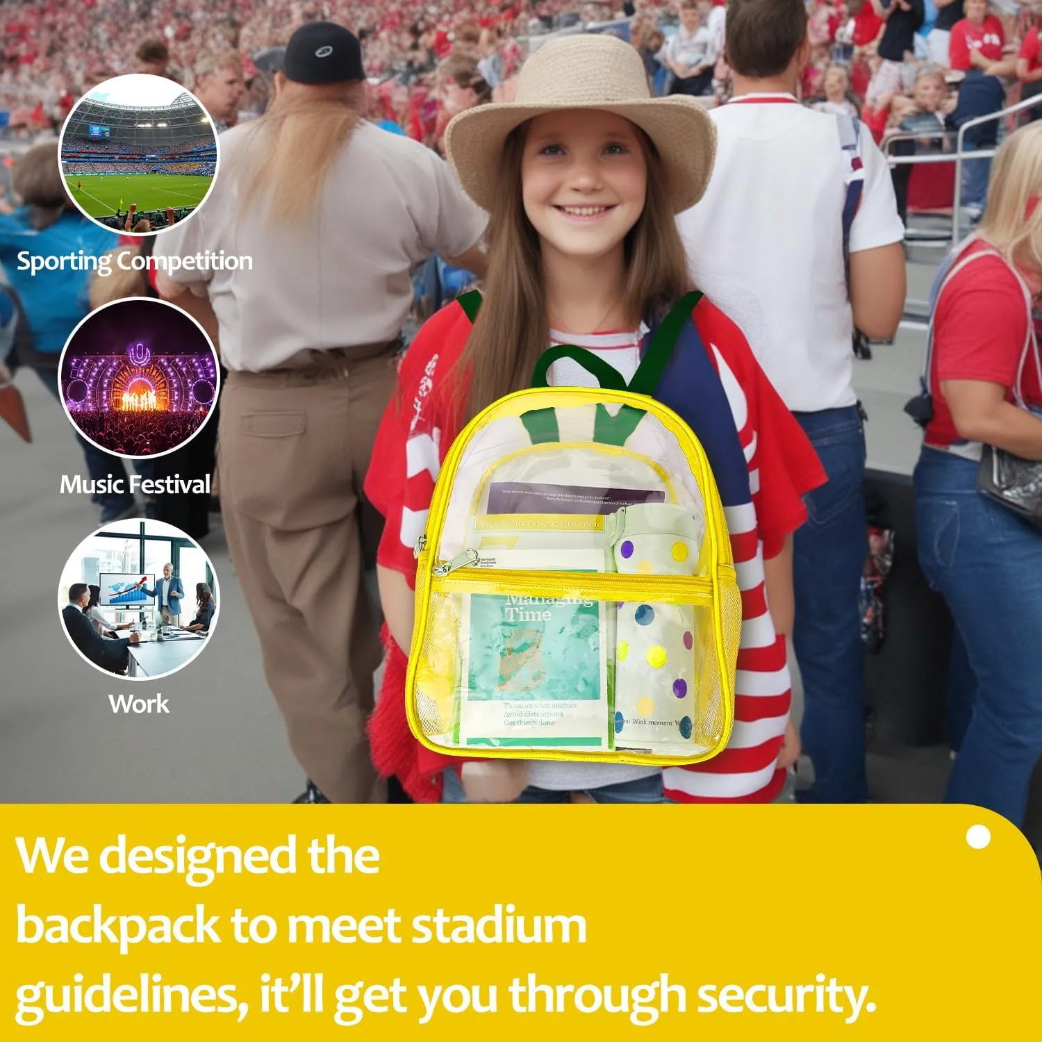 emissary Clear Mini Backpack Stadium Approved, Clear Small Transparent Backpacks For School, 12x12x6 Clear Stadium Bag For Concerts Work Festival Security Travel Sporting Events
