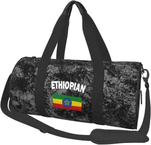 Ethiopian Flag Convertible Garment Bag with Shoulder Strap, Carry on Garment Duffel Bag for Men Women - Rolling Foldable for Travel Luggage Bags (Black)