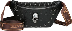 Fanny Packs for Women Small Sling Bag Crossbody Bags for Travel Work Music Festival Halloween (black)