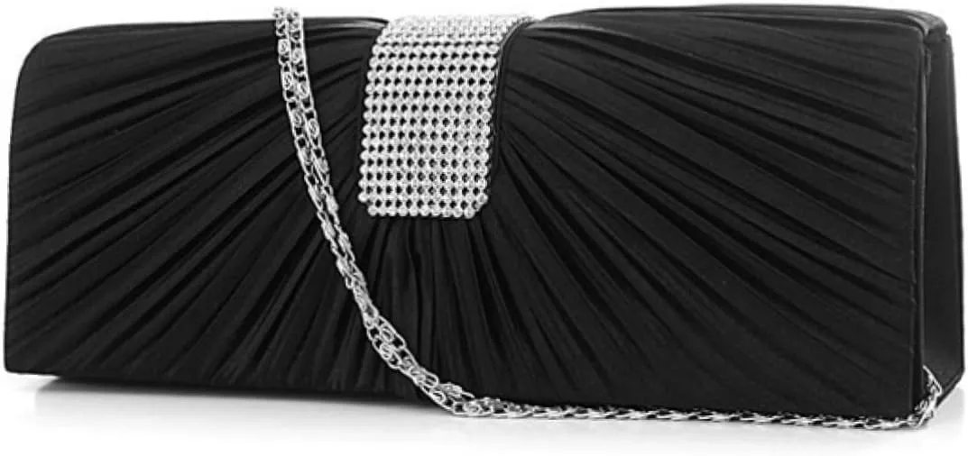 Fashion Rhinestones Satin Bridal Evening Clutch Bag Clutch Purse for Women Wedding Id Cash Holder