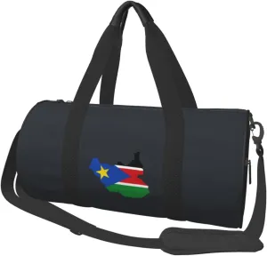 Flag Map Of South Sudan Convertible Garment Bag with Shoulder Strap, Carry on Garment Duffel Bag for Men Women - Rolling Foldable for Travel Luggage Bags (Black)