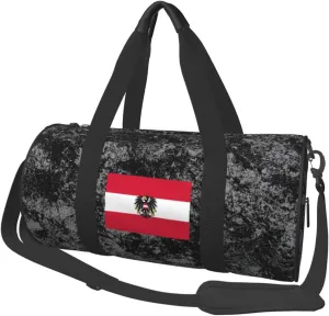 Flag of Austria Convertible Garment Bag with Shoulder Strap, Carry on Garment Duffel Bag for Men Women - Rolling Foldable for Travel Luggage Bags (Black)