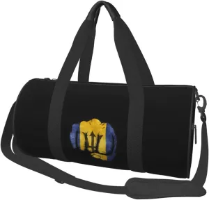 Flag of Barbados Fist Power Convertible Garment Bag with Shoulder Strap, Carry on Garment Duffel Bag for Men Women - Rolling Foldable for Travel Luggage Bags (Black)