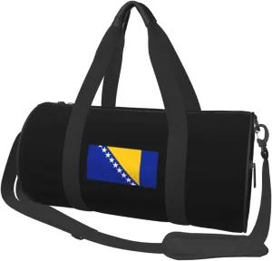 Flag of Bosnia and Herzegovina Convertible Garment Bag with Shoulder Strap, Carry on Garment Duffel Bag for Men Women - Rolling Foldable for Travel Luggage Bags (Black)