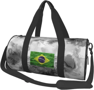 Flag of Brazil Convertible Garment Bag with Shoulder Strap, Carry on Garment Duffel Bag for Men Women - Rolling Foldable for Travel Luggage Bags (Black)