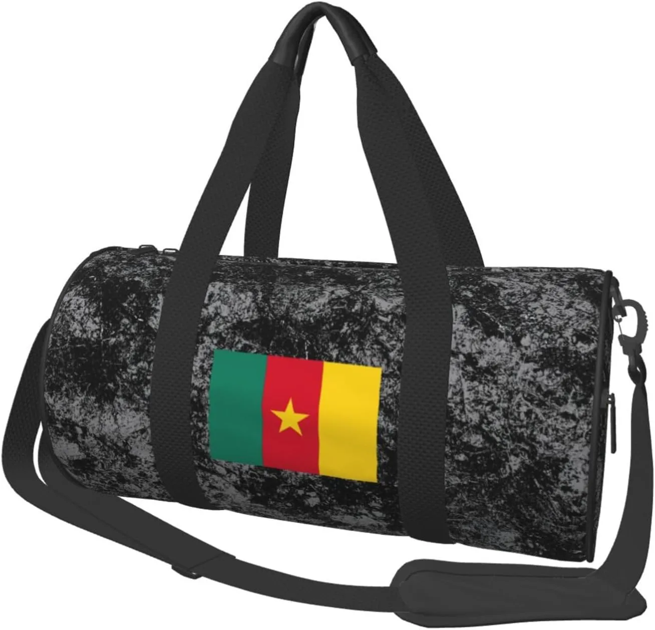 Flag of Cameroon Convertible Garment Bag with Shoulder Strap, Carry on Garment Duffel Bag for Men Women - Rolling Foldable for Travel Luggage Bags (Black)