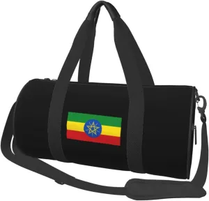Flag of Ethiopia Convertible Garment Bag with Shoulder Strap, Carry on Garment Duffel Bag for Men Women - Rolling Foldable for Travel Luggage Bags (Black)