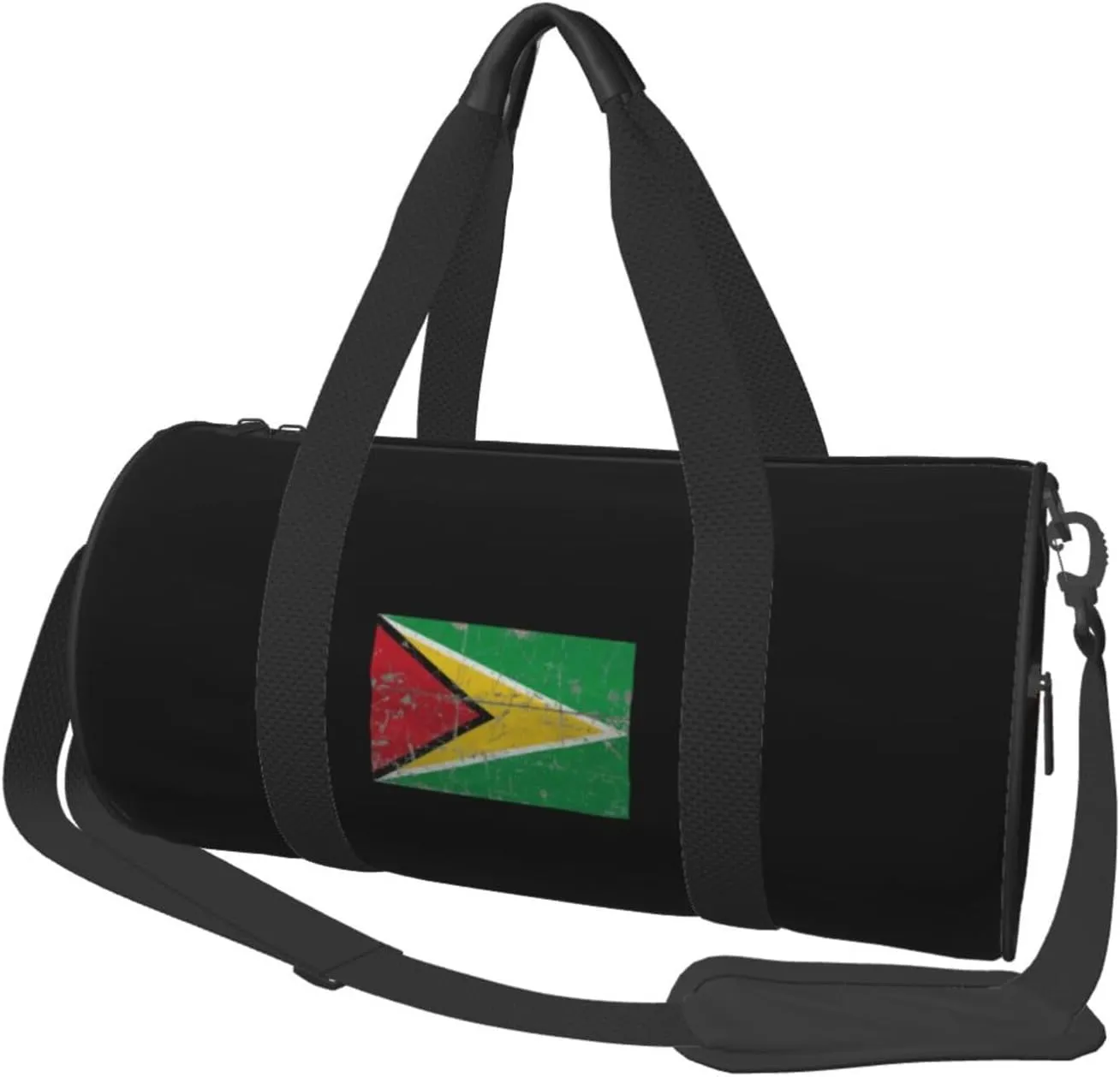 Flag of Guyana Convertible Garment Bag with Shoulder Strap, Carry on Garment Duffel Bag for Men Women - Rolling Foldable for Travel Luggage Bags (Black)
