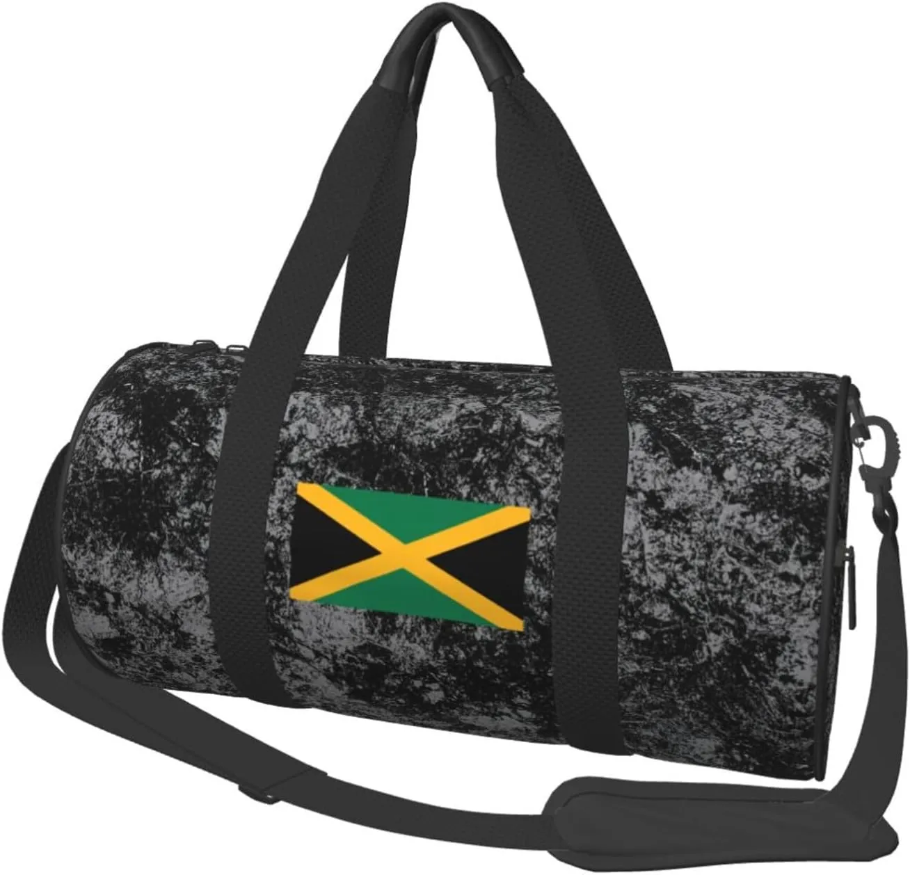 Flag of Jamaica Convertible Garment Bag with Shoulder Strap, Carry on Garment Duffel Bag for Men Women - Rolling Foldable for Travel Luggage Bags (Black)